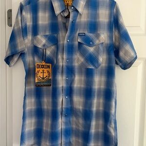 DIXXON Blue and White Plaid Casual Shirt